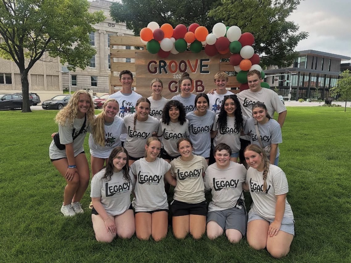 Pictured is a large portion of Legacy students at the Groove & Grub event.